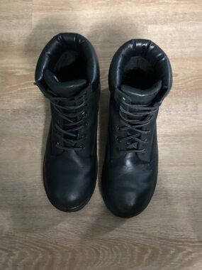 Timberland Black Leather Lace-Up Work Boots